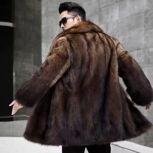Men's Elegant Brown Fur Coat